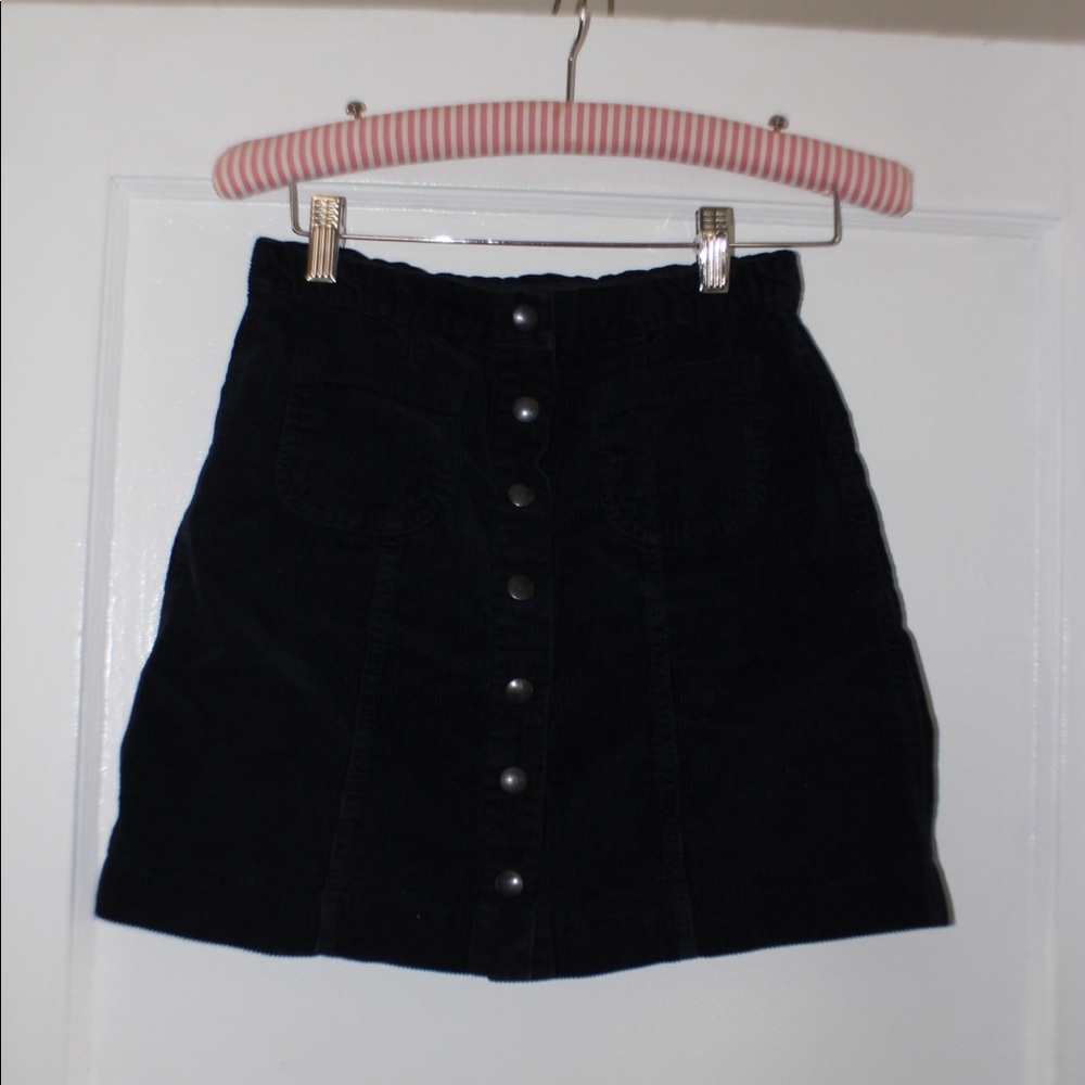 Brandy Melville Corduroy Navy Blue Button Up Skirt